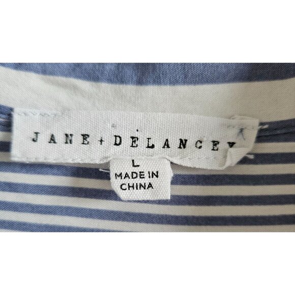 Jane + Delancey Woman Size L Rayon Varied Stripes Button Up Tunic Button Back - Picture 6 of 8
